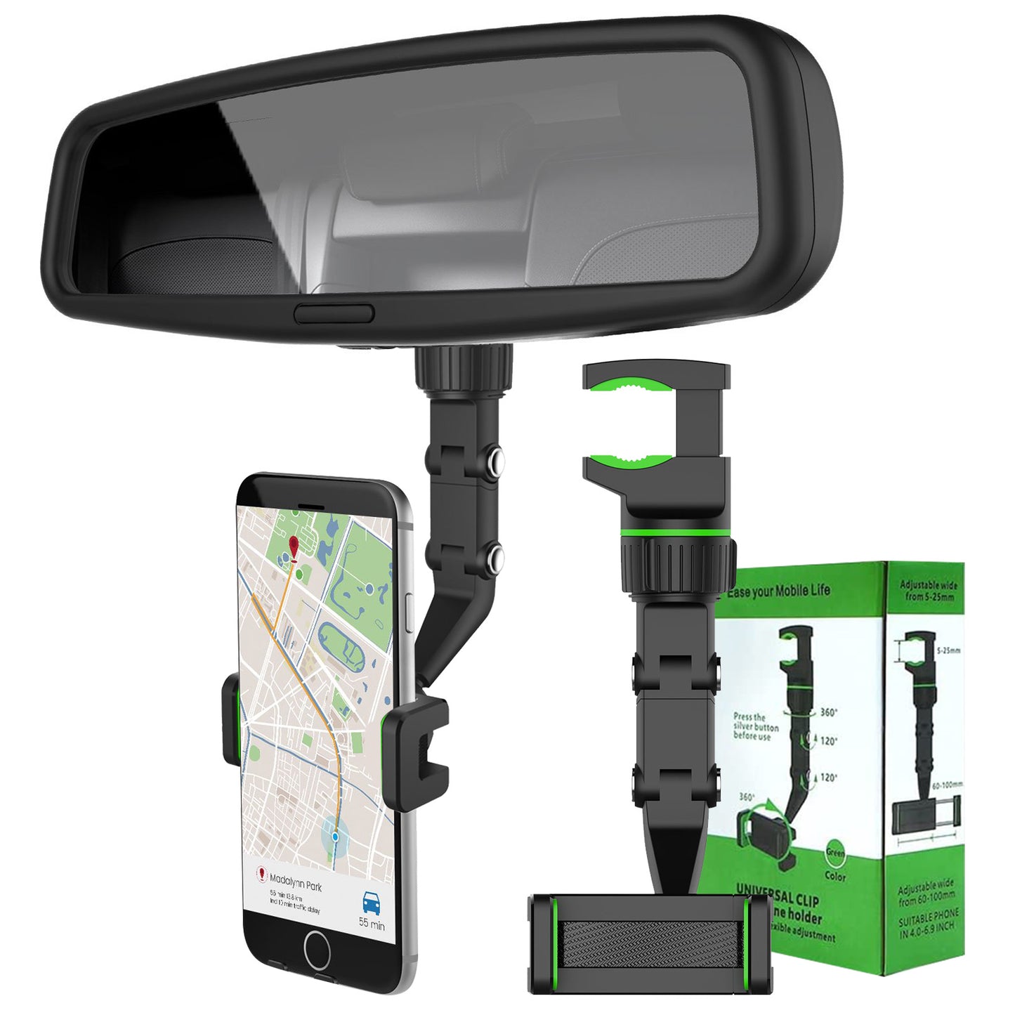 TSV Car Phone Holder for Rearview Mirror